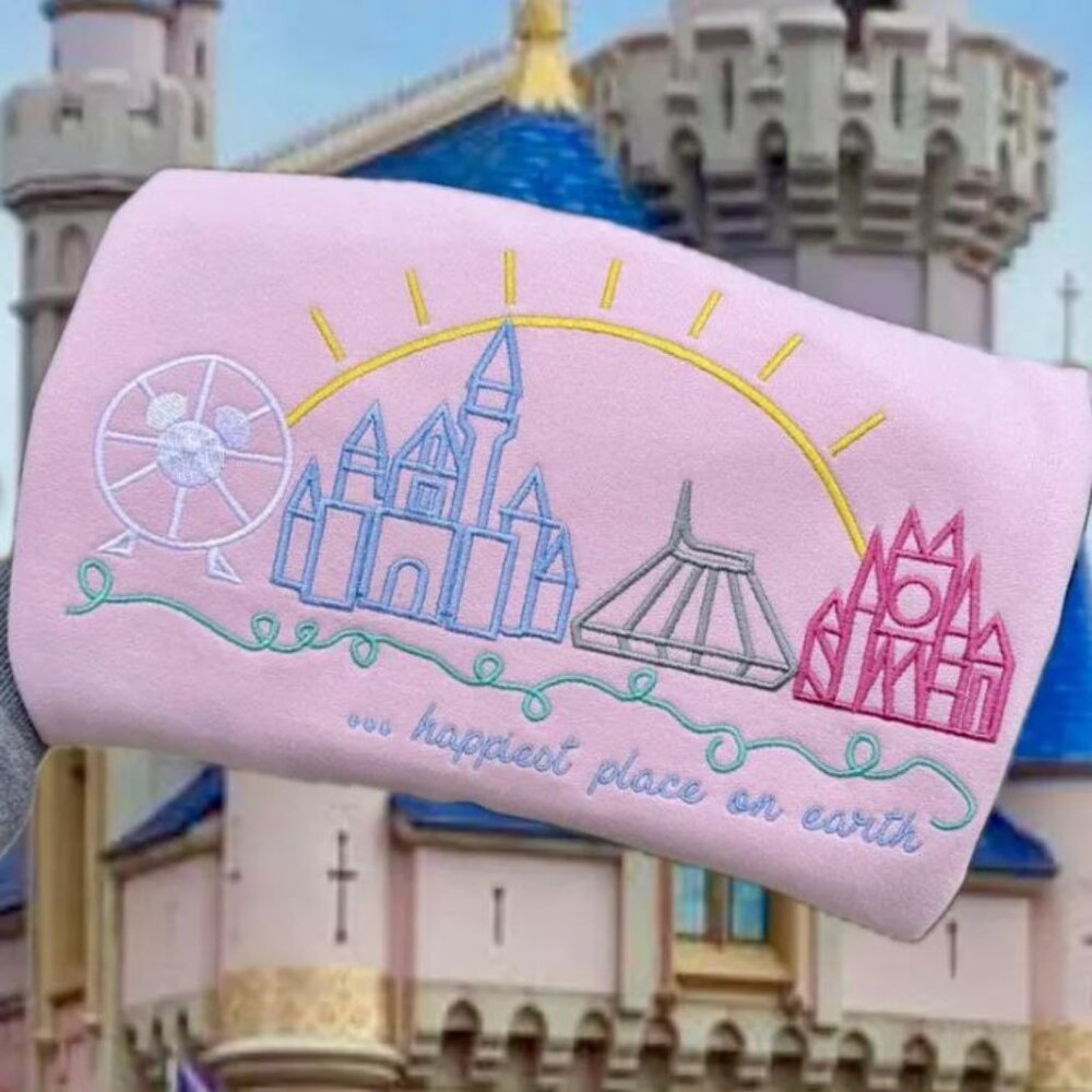 Disneyland embroidered Crewneck, Disneyland Embroidered Sweatshirt